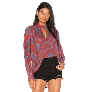 Free People Women's Walking On a Dream Choker Tunic Top Blouse, Size M Boho